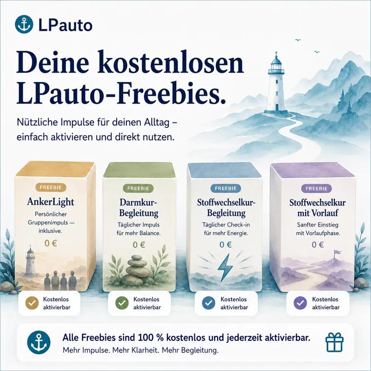 Kostenlose LPauto-Freebies: AnkerLight, Darmkur- und Stoffwechselkur-Begleitung — 100 % kostenlos aktivierbar.